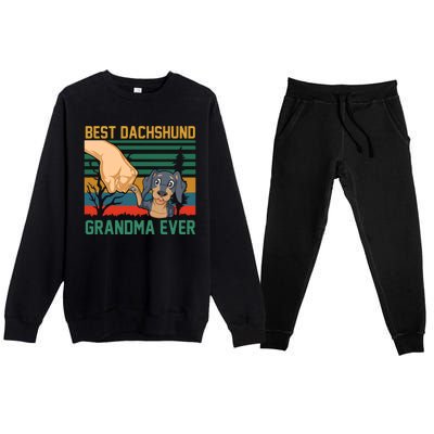 Best Dachshund Grandma Ever Premium Crewneck Sweatsuit Set