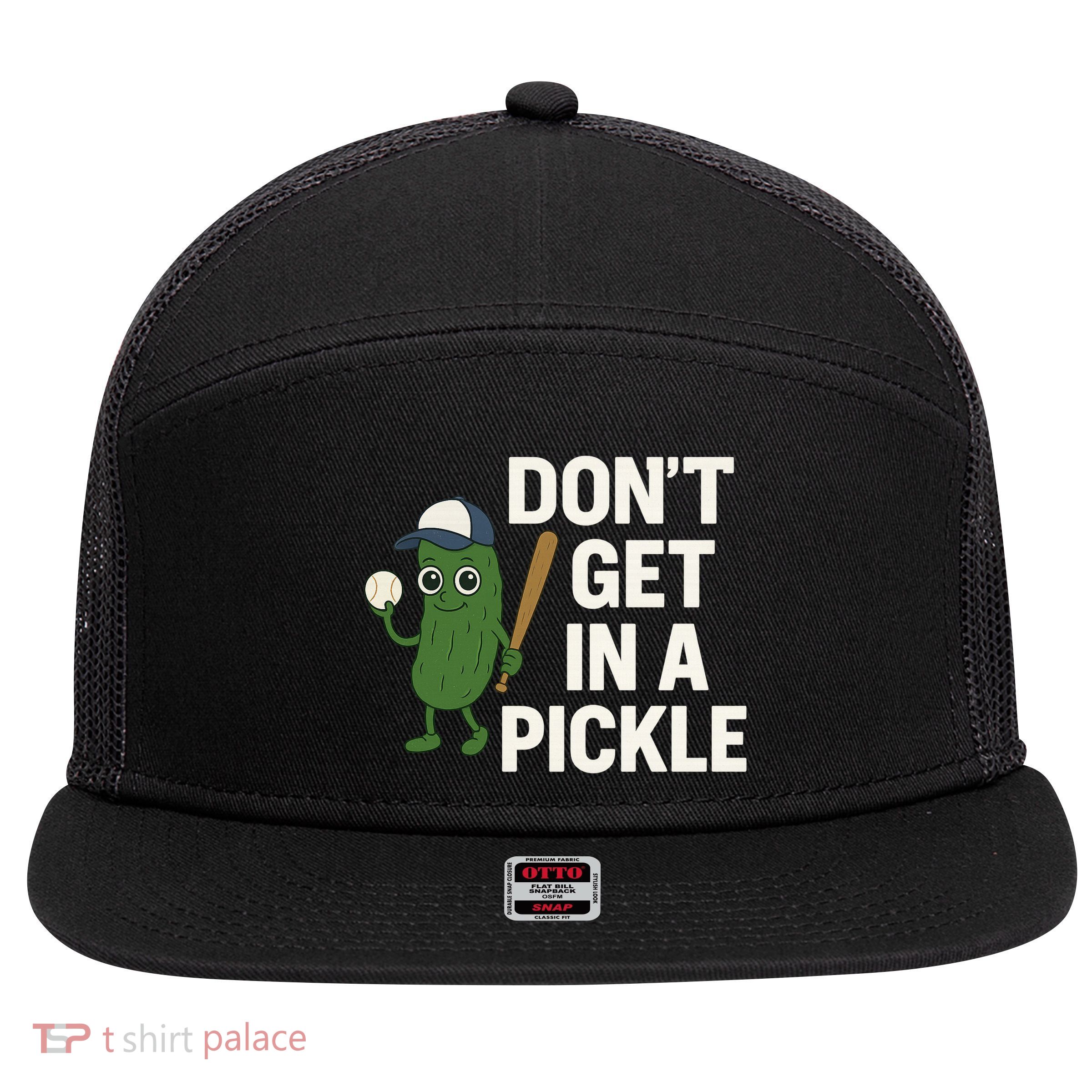 Baseball Don't Get In A Pickle Funny 7 Panel Mesh Trucker Snapback Hat