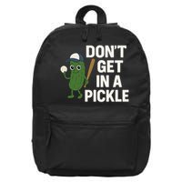 Baseball Don't Get In A Pickle Funny 16 in Basic Backpack