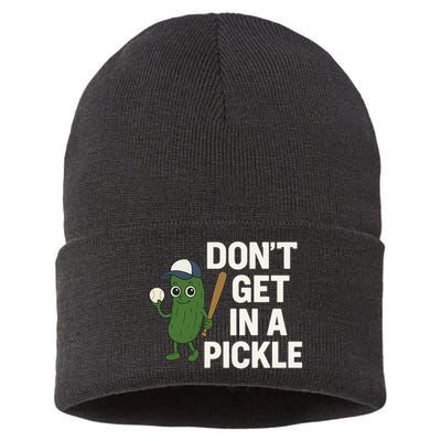Baseball Don't Get In A Pickle Funny Sustainable Knit Beanie