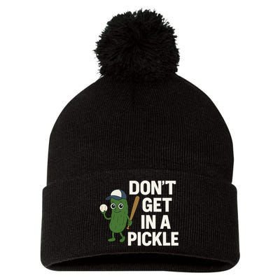 Baseball Don't Get In A Pickle Funny Pom Pom 12in Knit Beanie