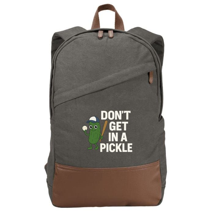 Baseball Don't Get In A Pickle Funny Cotton Canvas Backpack