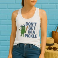 Baseball Don't Get In A Pickle Funny Womens Tank Top