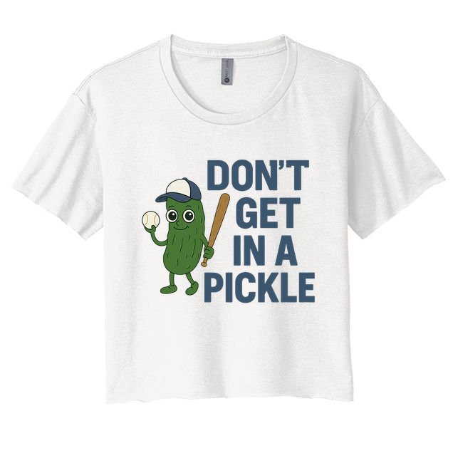 Baseball Don't Get In A Pickle Funny Crop Top