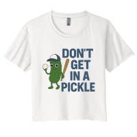 Baseball Don't Get In A Pickle Funny Crop Top