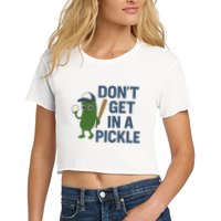 Baseball Don't Get In A Pickle Funny Crop Top