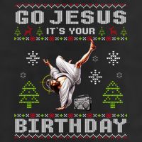 Break Dance Go Jesus ItS Your Birthday Merry Christmas Day 7 Panel Mesh Trucker Snapback Hat