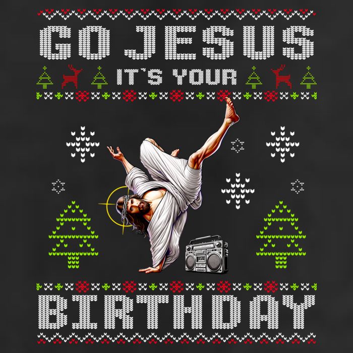 Break Dance Go Jesus ItS Your Birthday Merry Christmas Day 7 Panel Mesh Trucker Snapback Hat