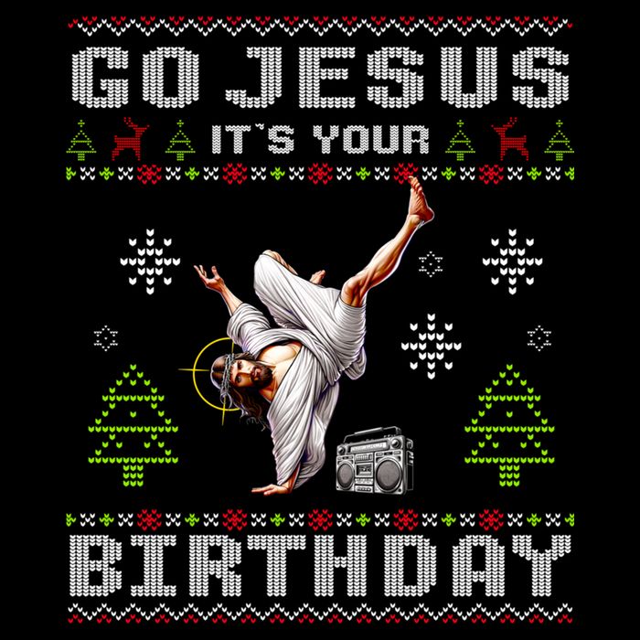 Break Dance Go Jesus ItS Your Birthday Merry Christmas Day 7-Panel Snapback Hat