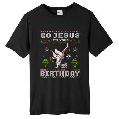 Break Dance Go Jesus ItS Your Birthday Merry Christmas Day Tall Fusion ChromaSoft Performance T-Shirt