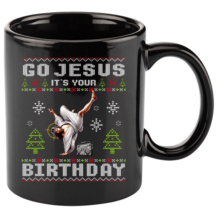 Break Dance Go Jesus ItS Your Birthday Merry Christmas Day 11oz C Handle Ceramic Mug