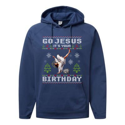 Break Dance Go Jesus ItS Your Birthday Merry Christmas Day Performance Fleece Hoodie