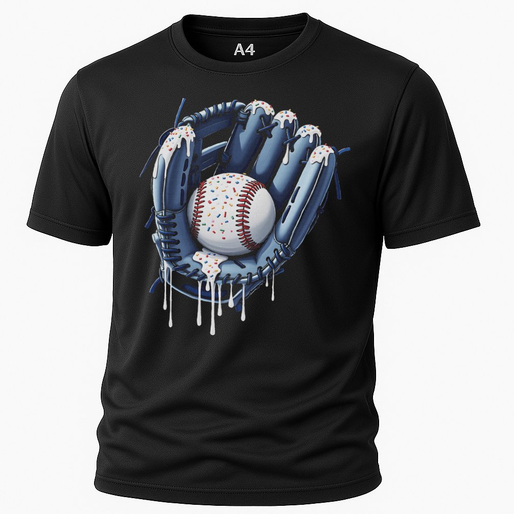 Baseball Drip Glove Ice Cream Drip Sports Cooling Performance Crew T-Shirt