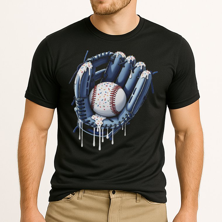 Baseball Drip Glove Ice Cream Drip Sports Cooling Performance Crew T-Shirt