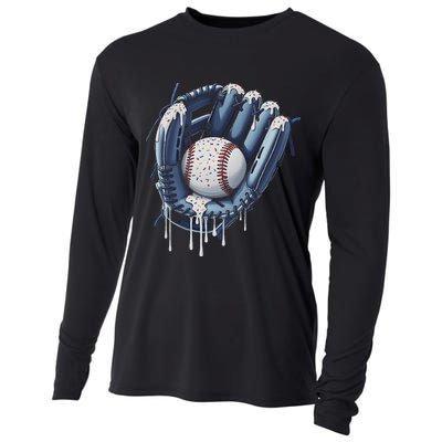 Baseball Drip Glove Ice Cream Drip Sports Cooling Performance Long Sleeve Crew