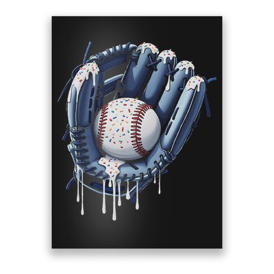 Baseball Drip Glove Ice Cream Drip Sports Poster