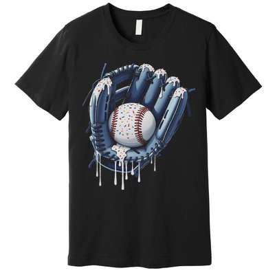 Baseball Drip Glove Ice Cream Drip Sports Premium T-Shirt