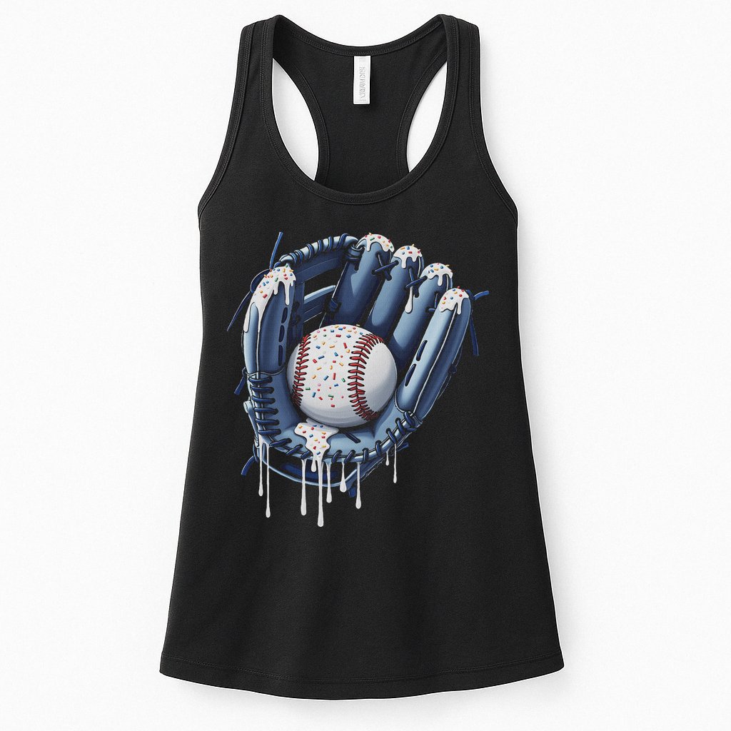 Baseball Drip Glove Ice Cream Drip Sports Womens Tank Top