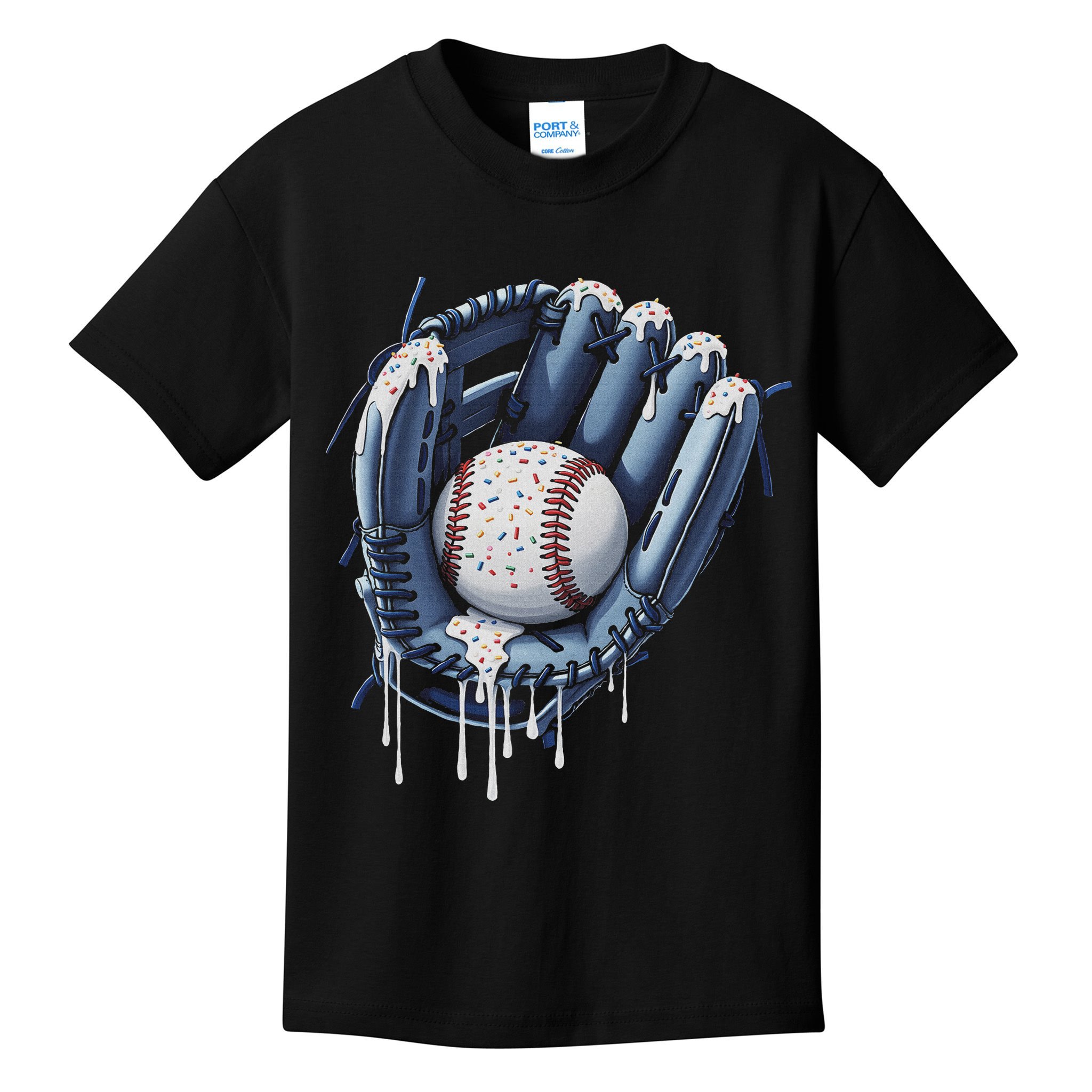 Baseball Drip Glove Ice Cream Drip Sports Kids T-Shirt