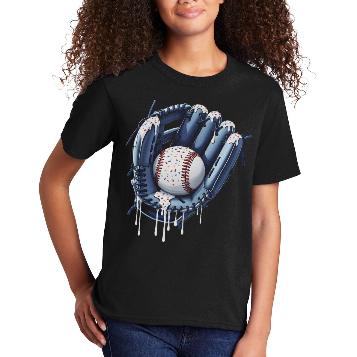 Baseball Drip Glove Ice Cream Drip Sports Kids T-Shirt