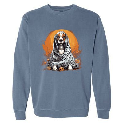 Beagle Dog Ghost Funny Halloween Pumpkin For Dog Lovers Gift Garment-Dyed Sweatshirt