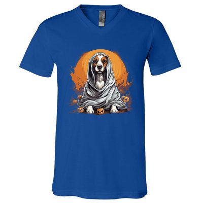 Beagle Dog Ghost Funny Halloween Pumpkin For Dog Lovers Gift V-Neck T-Shirt