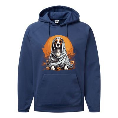 Beagle Dog Ghost Funny Halloween Pumpkin For Dog Lovers Gift Performance Fleece Hoodie