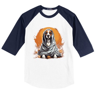 Beagle Dog Ghost Funny Halloween Pumpkin For Dog Lovers Gift Baseball Sleeve Shirt