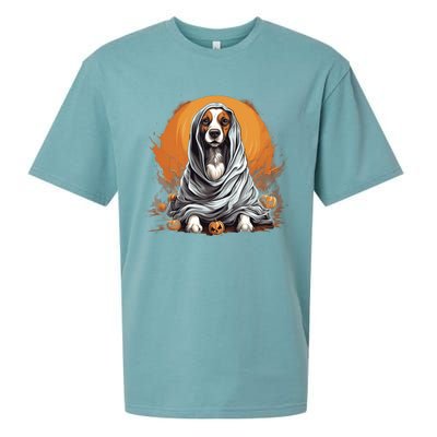 Beagle Dog Ghost Funny Halloween Pumpkin For Dog Lovers Gift Sueded Cloud Jersey T-Shirt