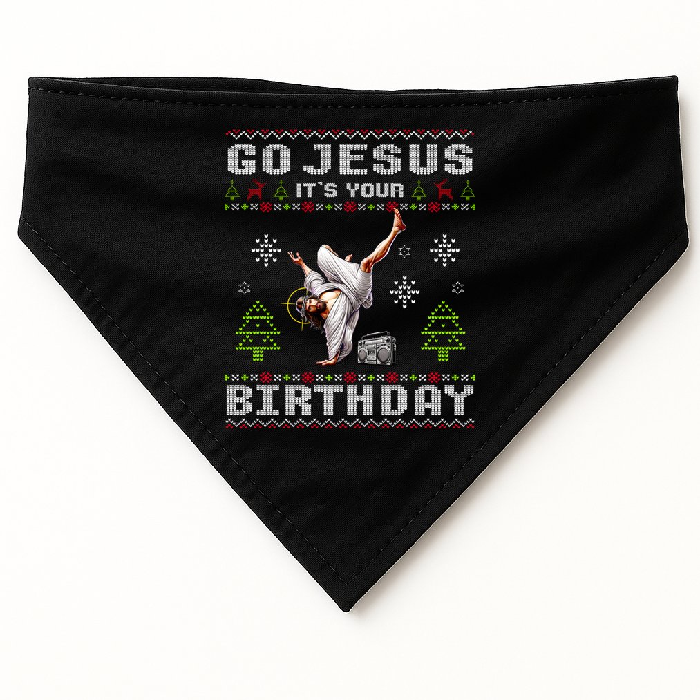 Break Dance Go Jesus ItS Your Birthday Merry Christmas Day Gift USA-Made Doggie Bandana