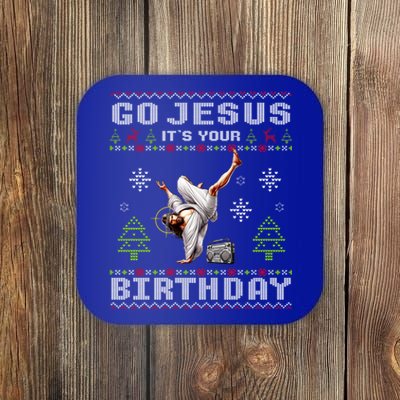 Break Dance Go Jesus ItS Your Birthday Merry Christmas Day Gift Coaster