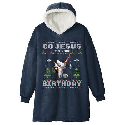 Break Dance Go Jesus ItS Your Birthday Merry Christmas Day Gift Hooded Wearable Blanket