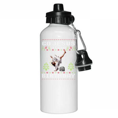 Break Dance Go Jesus ItS Your Birthday Merry Christmas Day Gift Aluminum Water Bottle