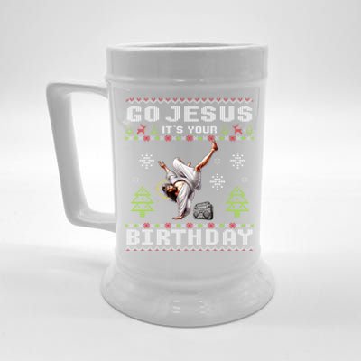 Break Dance Go Jesus ItS Your Birthday Merry Christmas Day Gift Beer Stein