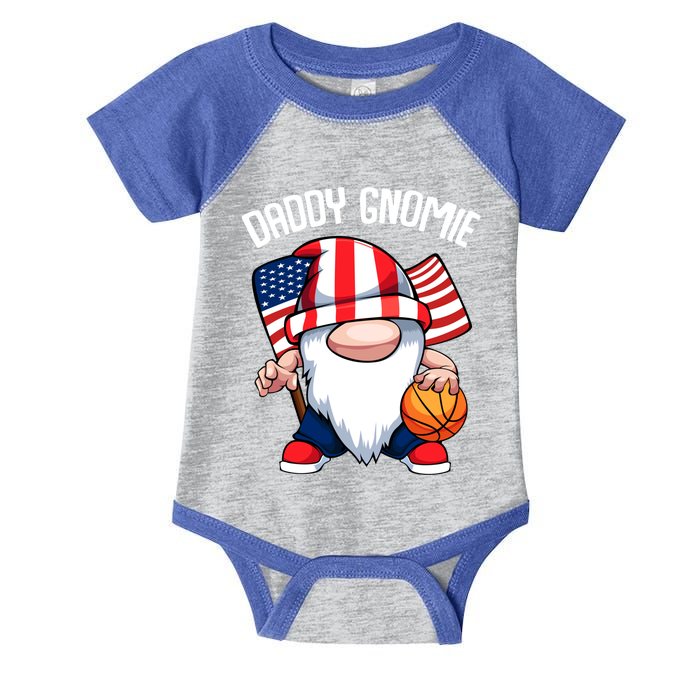 Basketball Daddy Gnome 4th Of July American Memorial Day Cool Gift Infant Baby Jersey Bodysuit