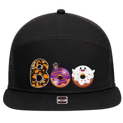 Boo Donuts Ghost Funny Halloween Donut Lovers Costume Spooky 7 Panel Mesh Trucker Snapback Hat