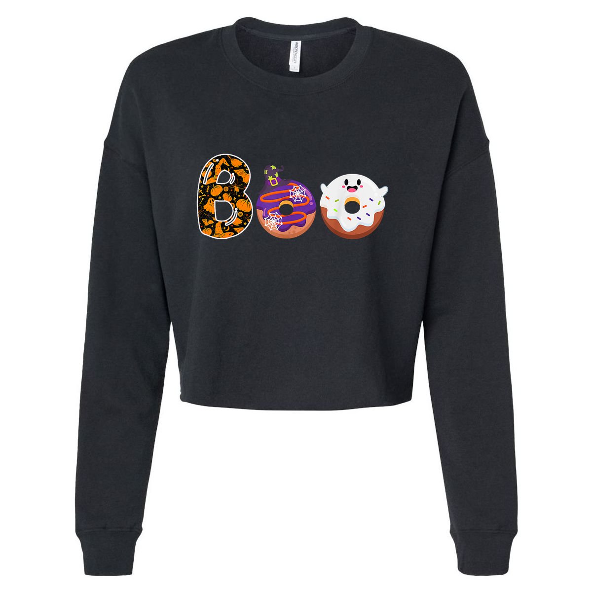 Boo Donuts Ghost Funny Halloween Donut Lovers Costume Spooky Cropped Pullover Crew
