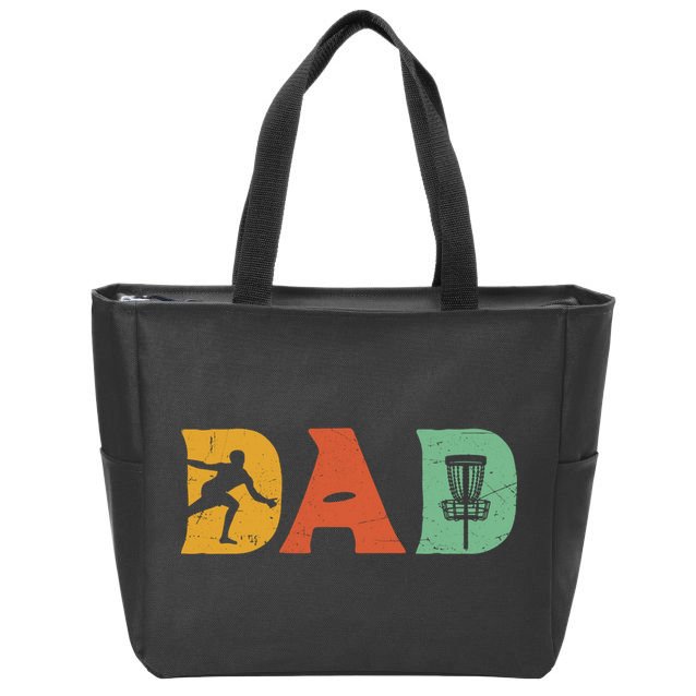 Best Disc Golf Dad Retro Fathers Day For Men Dad Sports Zip Tote Bag