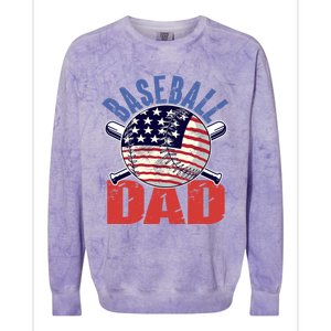 Baseball Dad Gift Funny Baseball Dad Gift Colorblast Crewneck Sweatshirt