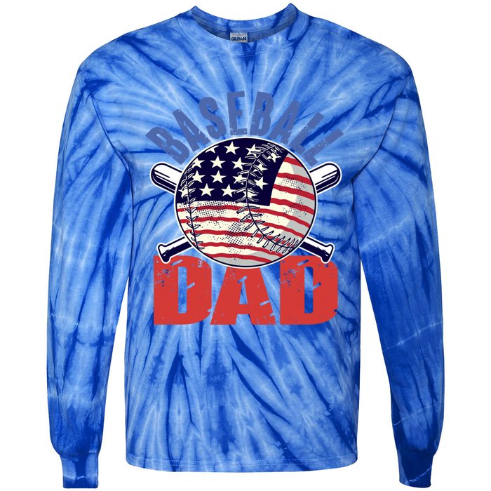 Baseball Dad Gift Funny Baseball Dad Gift Tie-Dye Long Sleeve Shirt