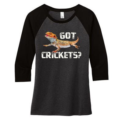 Bearded Dragon Got Crickets Funny Pet Lizard Lover Women's Tri-Blend 3/4-Sleeve Raglan Shirt