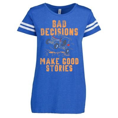 Bad Decisions Good Stories Four Wheeler Quad Off Roading SxS Enza Ladies Jersey Football T-Shirt