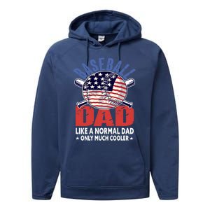 Baseball Dad Gift Funny Baseball Dad Gift Performance Fleece Hoodie