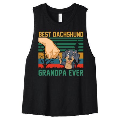 Best Dachshund Grandpa Ever Women's Racerback Cropped Tank