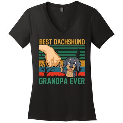 Best Dachshund Grandpa Ever Women's V-Neck T-Shirt