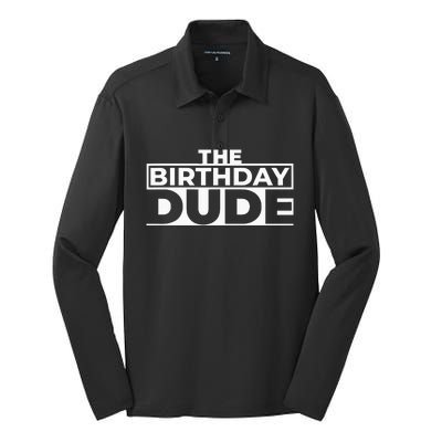 Birthday Dude Graphic Novelty Silk Touch Performance Long Sleeve Polo