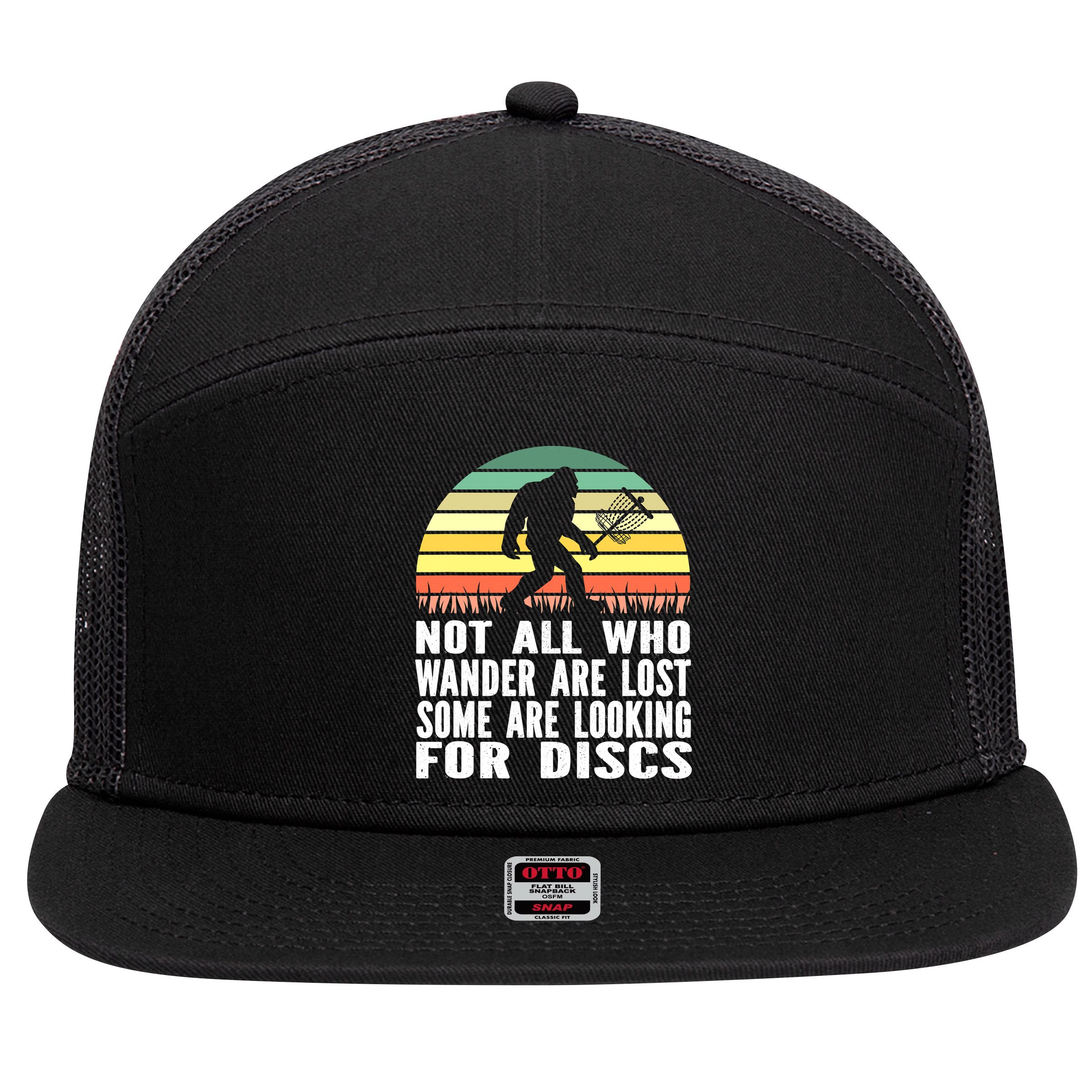 Bigfoot Disc Golf Sasquatch Funny Golf Ultimate 7 Panel Mesh Trucker Snapback Hat