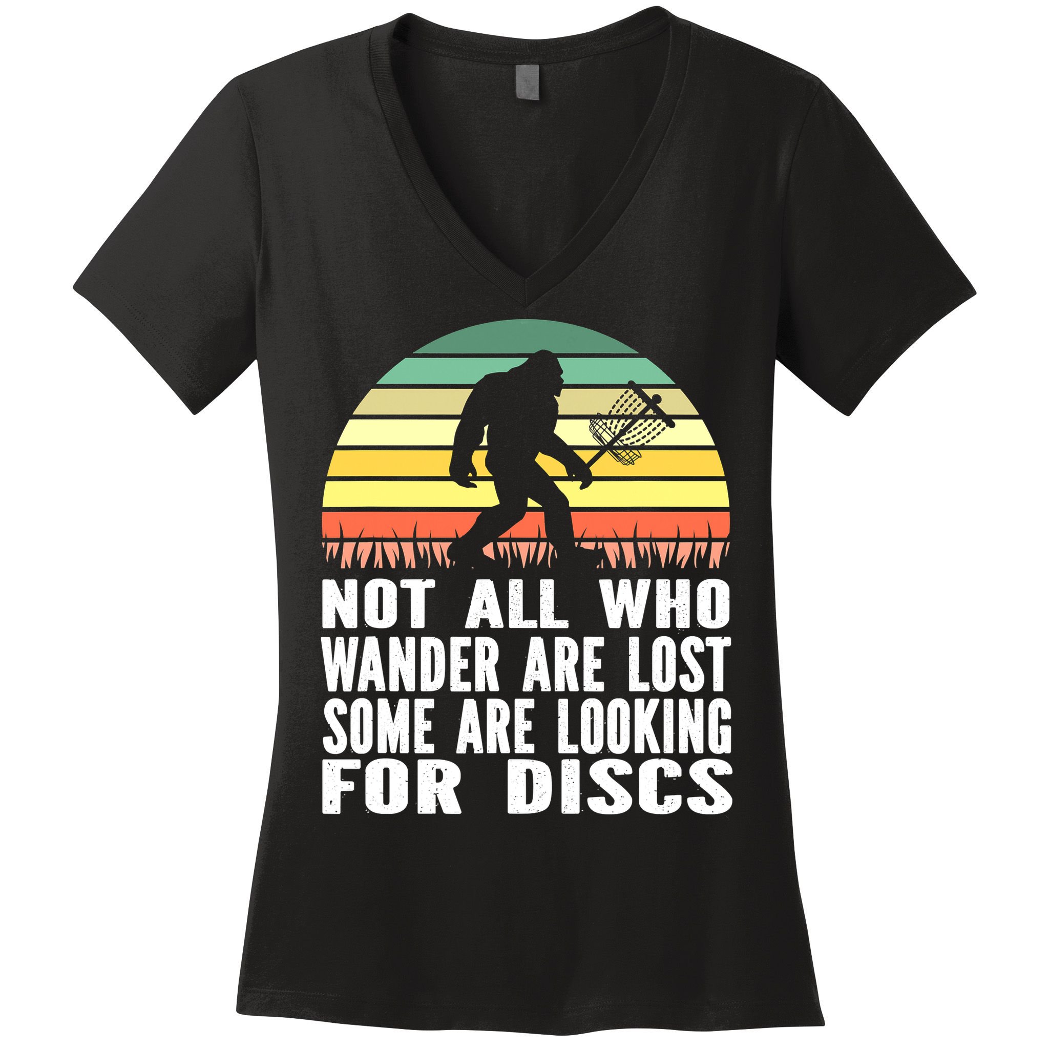 Bigfoot Disc Golf Sasquatch Funny Golf Ultimate Women's V-Neck T-Shirt