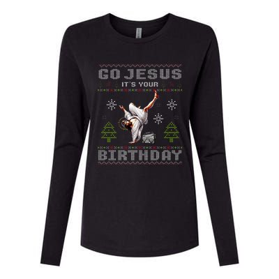 Break Dance Go Jesus It's Your Birthday Merry Christmas   Womens Cotton Relaxed Long Sleeve T-Shirt