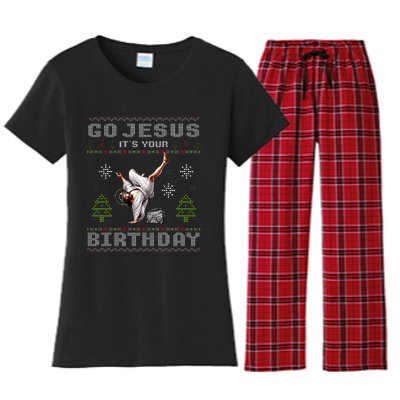 Break Dance Go Jesus It's Your Birthday Merry Christmas   Women's Flannel Pajama Set